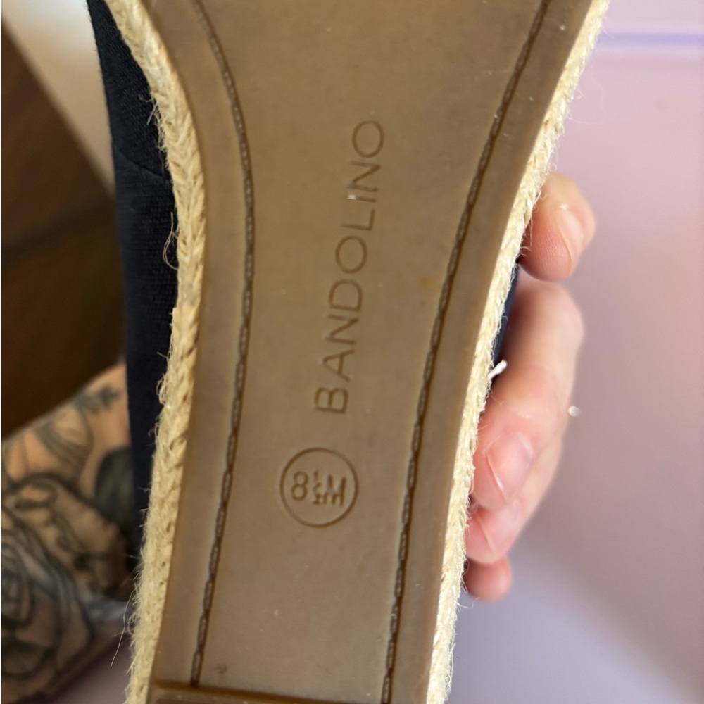 Bandolino Nuri Peep Toe Espadrille Wedge Pump Navy Blue - Size 8.5 - Picture 9 of 11